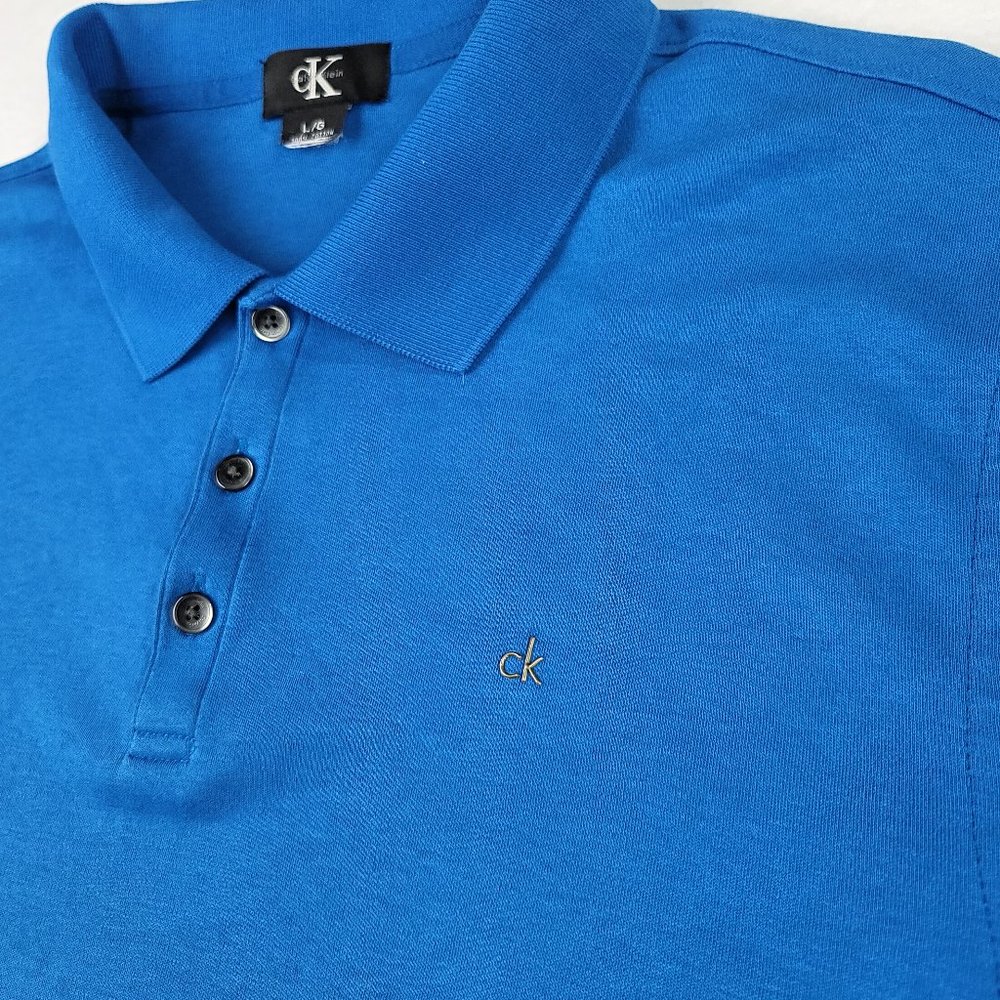 Calvin Klein Polo shirt Men's Blue Size Large 100% Cotton Short Sleeve